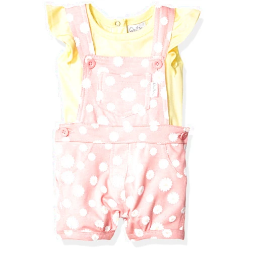 Quiltex Girls' Daisy 2 Pc Shortall Set and Bodysuit
