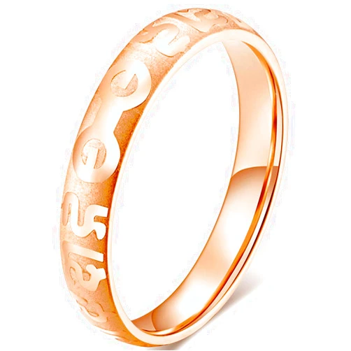 Fashion Month Mens Womens 4mm Stainless Steel Ommani Pedmehum Rose Gold Band Buddhist Wedding Thin Ring