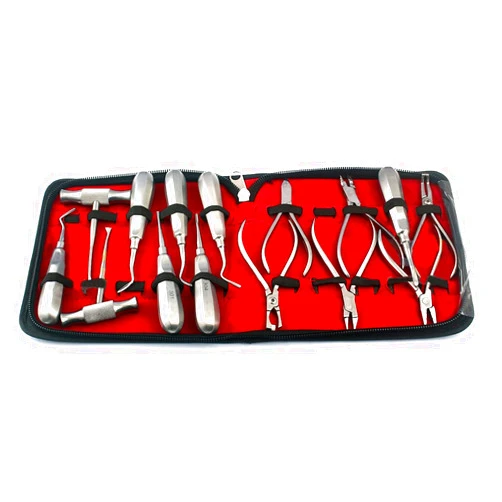 PRECISE CANADA Precise Canda - Assorted Set of 15 PCS Dental Instruments Elevator, EXTRACTING Forceps, Mirror, Probe and Explorer and ENDODONTIC CLAMP Punch