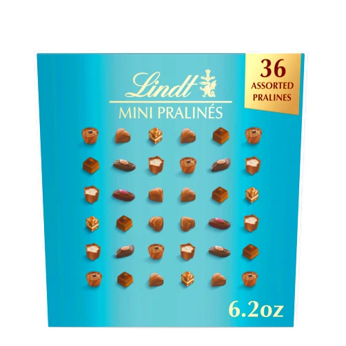 Lindt Mini Pralines, Assorted Chocolate Candy with Premium Filling, 36 Count, 6.2 oz. Gift Box