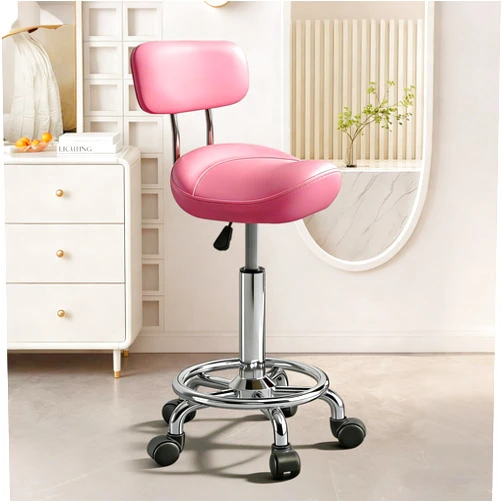 Walktory Saddle Stool with Ring Pedal and Back, Adjustable Hydraulic Rolling Chair with Wheels for Medical, Massage, Salon, Spa, Kitchen, and Drafting Use