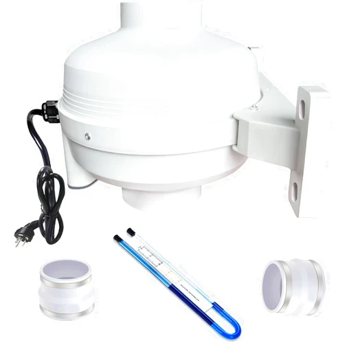 Dcfairfan 4x3 Radon Installation Kit, Radon Mitigation System Inline Duct Fan IP67 Waterproof, Indoor Outdoor Ventilatio Commercial/Residential, Manometer, System Alarm