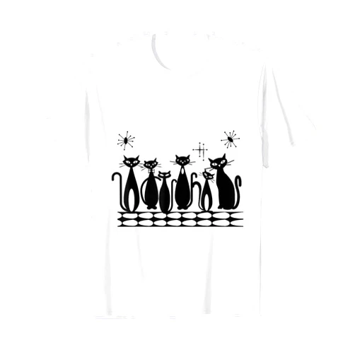 Beans Hot Tees Atomic Cats Black Kitties MCM Retro T-Shirt