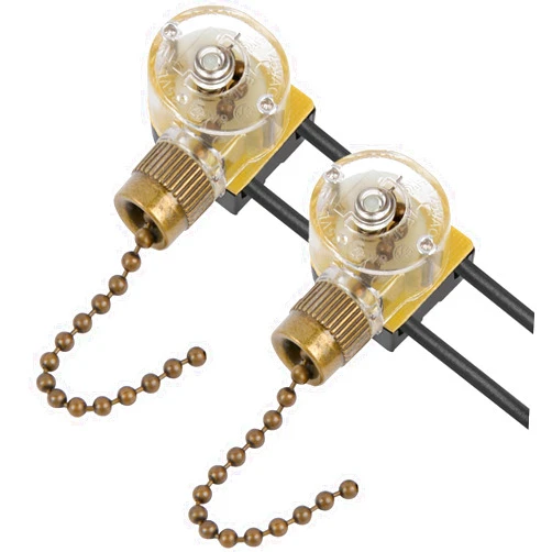 Bsentster Hunter ZE-109 Ceiling Fan Light Switch, 2 Pack ON-Off Electrical Pull Chain Switch for Ceiling Fans Light, Lamps and Wall Lights (Bronze Pull Chain)