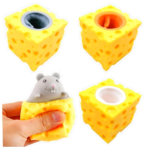 HOXIEYA 3pcs Cheese Squirrel Squeeze Toys Stress Squirrel Fidget Toys for Kids and Adults Squeeze Stress Relief Balls for Gift Thanksgiving Halloween Christmas Party Supplies Random Color