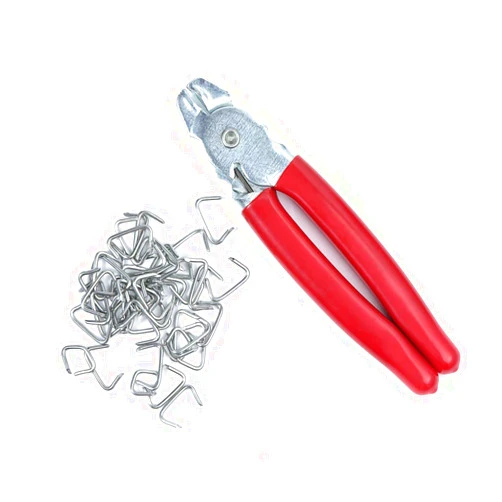 NBW0001 Straight Hog Ring Pliers Set & 200pcs Galvanized Hog Rings – Upholstery Installation Kit for Bungee/Shock Cords/Animal Pet