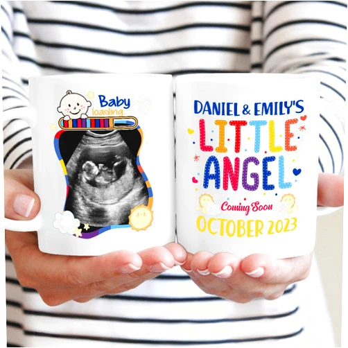 Generic Personalized Coffee Mug For Expecting Dad From Baby Bump Baby Loading Little Angel Sonogram Custom Name Photo First Time Dad Gifts 11 15oz Ceramic Novelty Cup For Birthday Christmas Xmas