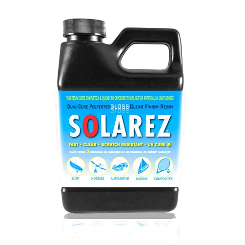 SOLAREZ Dual Cure Polyester Gloss Clear Finish Resin ~ Clear Laminating Resin for Custom Watersports, Surfboards, Marine, Auto, Hobby, Fiberglass, Wood, Logo Laminating ~ Made in The USA (Pint)