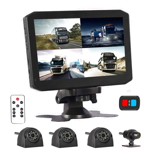VSYSTO 4CH Truck Dash Camera System DVR Recorder Waterproof Backup Camera Front&Sides&Rear VGA for Truck Tractor Semi Trailer Van 7.0