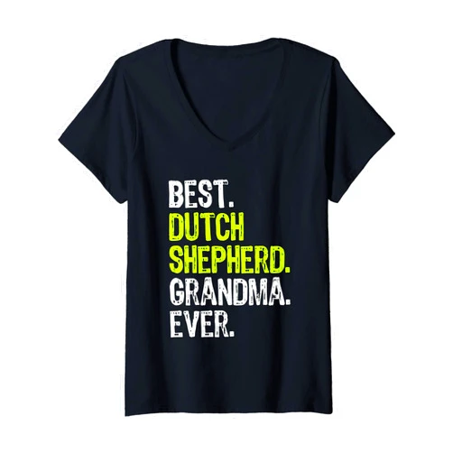 Dutch Shepherd Dog Owner Gift Co. Womens Best Dutch Shepherd Grandma Ever Dog Lover V-Neck T-Shirt