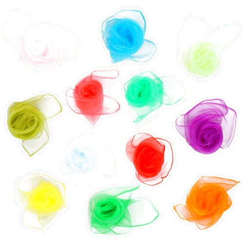 CCINEE 12Pcs Dance Scarves for Kids Play Music Scarves Dance Scarf Play Scarves Movement Square Juggling Silk Tricks Scarves Rhythm Band Scarves Scarfs for Children Movement(12 Colors)