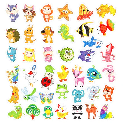MEIEST 5D Diamond Painting Stickers Kits for Kids and Adult Beginners,Fun DIY Animal & Sea World Mosaic Stickers by Numbers Kits,Creative Arts and Crafts Set and Handmade Gift
