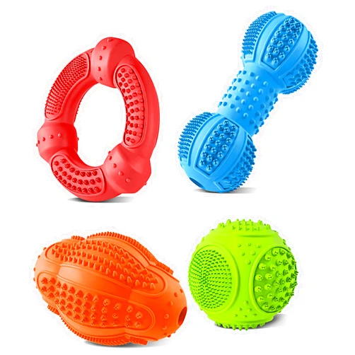 LUKITO Dog Chew Toys 4 Pack, Dog Toys for Aggressive Chewers Small Medium Large Breed, Multifunctional Teeth Cleaning and Gum Massage, Tough Dog Toys with Natural Rubber for Puppy and Medium Large Dog