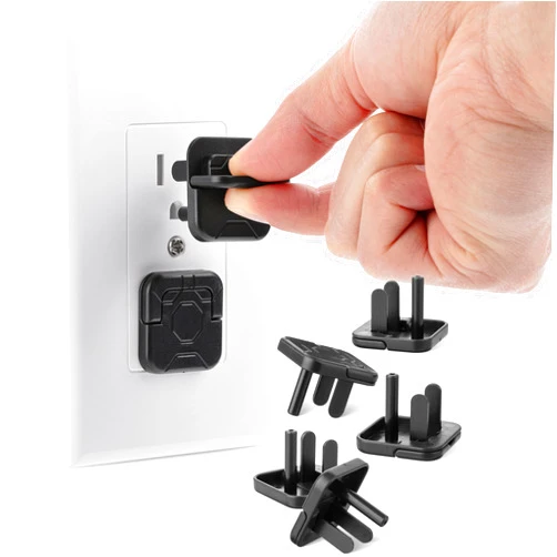 Bates Choice Bates- Electrical Outlet Covers Baby Proofing, 10 Pack, Black, ABS Plastic, 3 Prongs & Hidden U Ring Design, Outlet Plug Covers Baby Proofing