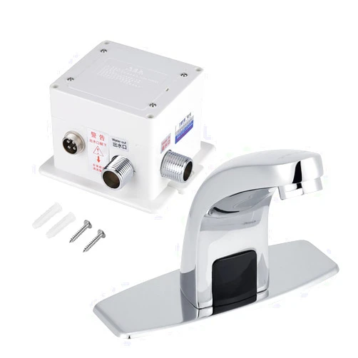 Zerodis Automatic Infrared Sensor Faucet Chrome Finish Touchless Kitchen Bathroom Sink Water Tap Zinc Alloy Hands- Tap with Control Box