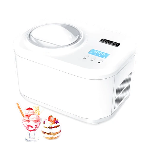 KUMIO 1.2-Quart Automatic Ice Cream Maker with Compressor, No Pre-freezing, 4 Modes Frozen Yogurt Machine with LCD Display & Timer, Electric Sorbet Maker Gelato Maker, Keep Cool Function