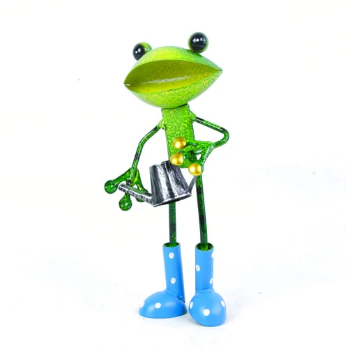 Fiesta Studios Ltd FABULOUS GREEN METAL GARDEN FROG WITH WATERING CAN SCULPTURE ORNAMENT FIGURE FROGS