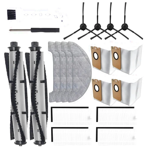 HOMFILBIT Q6 Pro Accessories Kit for HONITURE Q6 Pro, AIRROBO T10+, Neabot N2 Robot Vacuum Replacement Parts, 2 Main Brush, 4 Side Brush, 4 Hepa Filter, 4 Mop Pad, 4 Dust Bag, Screwdriver + cleaning brush