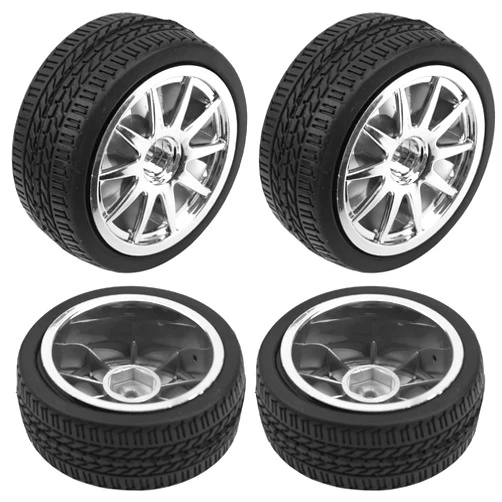 HIRCQOO 4Pcs 2.55in Rubber Tires & 12mm Hex Plastic Wheel Rims Set 10-Spoke w/Foam Compatible with Traxxas Kyosho HPI Tamiya TT02 1/10 RC On-Road Touring Car