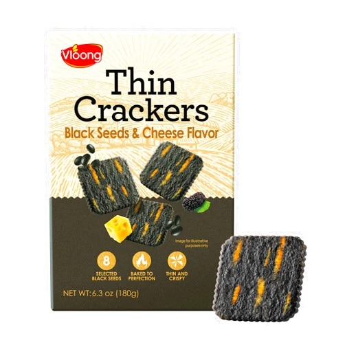 V-LOONG Vloong Black Seeds & Cheese Flavor Thin Crackers, Healthy Snacks with Individual Packs, Baked Crisps with No Artificial Flavors (3 Pack,18.9 Ounce) Black Wheat, Black Millet, Black Rice, Black Bean, Black Peanut, Black Sesame with Cheddar