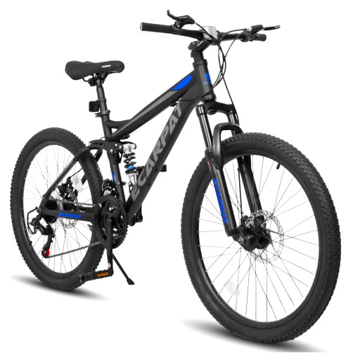 Cxcloestite 24/26/27Inch Mountain Bike, Dual Full Suspension Mountain Bike, 21 Speeds Dual Disc Brake, Aluminum Alloy/Steel Frame for Men and Women