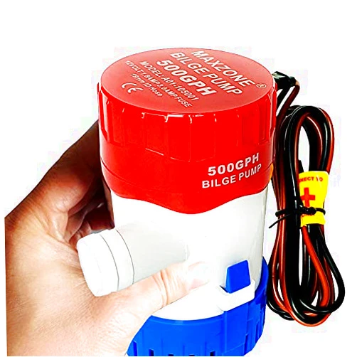 MAXZONE Submersible Boat Bilge Water Pump 12v 500gph Non-Automatic Marine Electric Bilge Pump for Ponds, Pools, Spas Silent, Boat Caravan RV Submersible