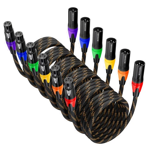 BEZOKABEL XLR Cables, XLR Microphone Cables 35ft 6 Packs Nylon Braided, Balanced XLR Speaker Cable 3-Pin Mic Cable Male to Female for Microphones, Mixer and Speaker Systems