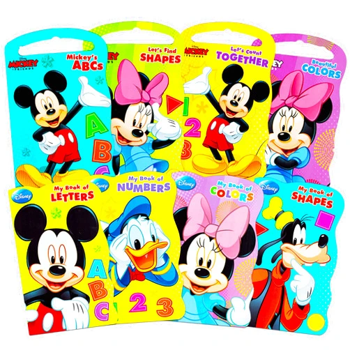 Disney Mickey Mouse My First Books Super Set (8 Shaped Board Books: Alphabet, Colors, Numbers, Shapes and Story Books)