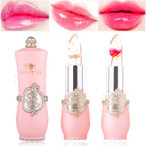 BKPPLZP 2 Pack Crystal Flower Jelly Lipstick,Magic Color Changing, PH Clear Temperature Lip Gloss/Balm,Long Lasting Nourishing Moisturizing Lip Stick (Set A)