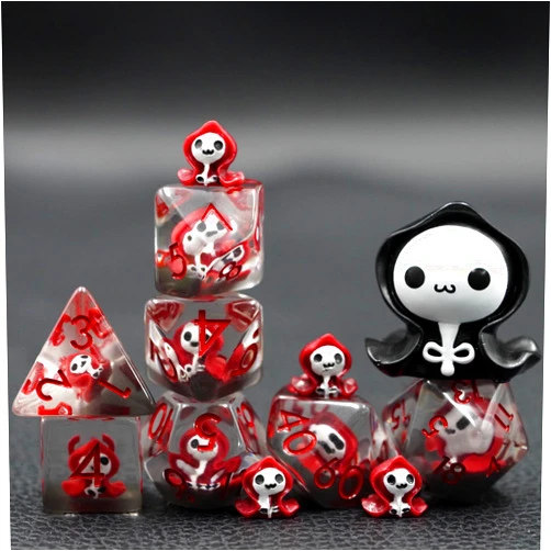 Maywin Inclusion Resin Dice Set,Polyhedral Dice Filled with Skull,RPG D and D Dice Set for Role Playing Games