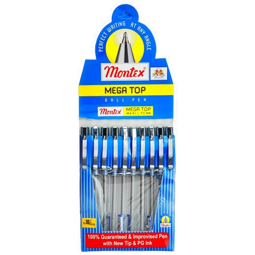 Montex Megatop Blue Ball Pen (Pack of 10)