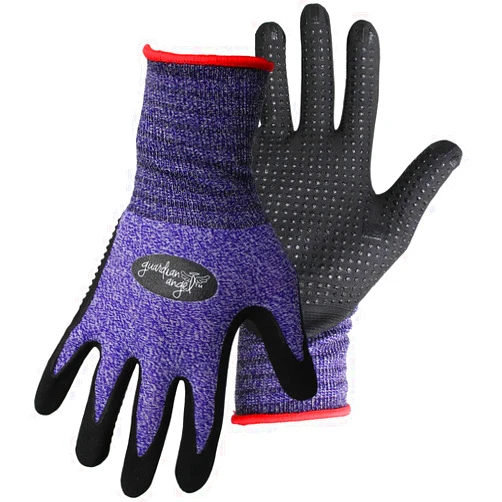 Boss Unisex Guardian Angel Dotted Nitrile Palm, Superior Grip, Abrasion Resistant, Red/Purple, Large (8444L)