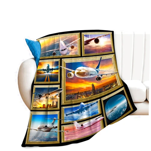 Uphomart Airplane Blanket Aviation Throw Blanket Soft Fleece Flannel Bedding Plane Pilot Gifts for Men Pilots Boys Girls Lovers Adults Stuff Plush for Couch Sofa Bed Room Decor 40