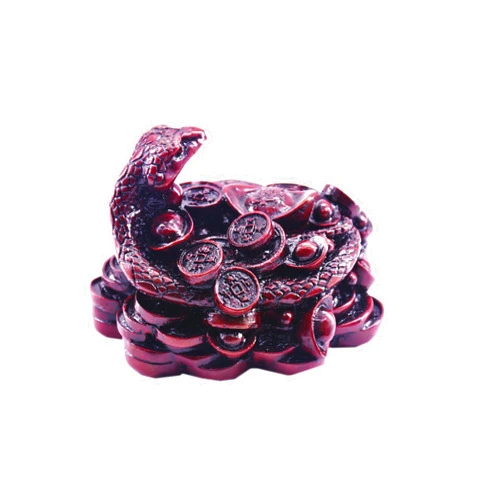 LHR trading inc Feng Shui Snake Figurine - Handmade Resin Snake Collectible Figurine Sculpture (Red)