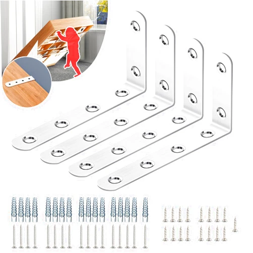 JOEZITON 4 Packs, Furniture Anchors, Anti Tip Furniture Wall Anchor for Baby Proofing, Prevent Falling Furniture.