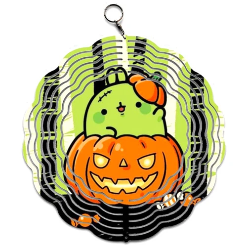 Generic Cute Zombie Design Wind Spinner Art 10 inch for Garden Decor with Swivel Hook, Double Sided Circle Hanging Spooky Design Hanger for Yard Porch Front Door