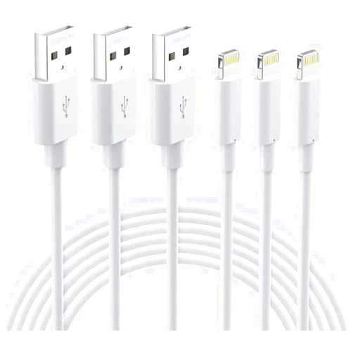 Nikolable Lightning Cable MFi Certified - iPhone Charger 3Pack 3FT Lightning to USB A Charging Cable Cord Compatible with iPhone 14 13 12 SE 2020 11 Xs Max XR X 8 7 6S 6 Plus 5S iPad Pro iPod Airpods - White