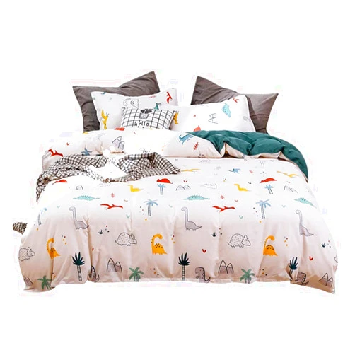 Erosebridal Dinosaur Kids Bedding Set Cute Cartoon Animal Printed Comforter Cover Twin Size for Boys Girls Lovely Cartoon Dinosaur Duvet Cover Soft Microfiber Reversible Bedspread with 1 Pillowcase, Zipper