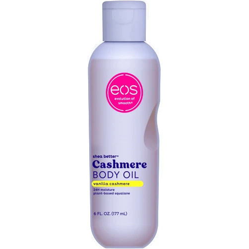 eos Cashmere Body Oil, Vanilla Cashmere, 24 Hour Moisture, Plant-Based Squalane to Soothe, Soften And Smooth Dry Skin, 6 fl oz