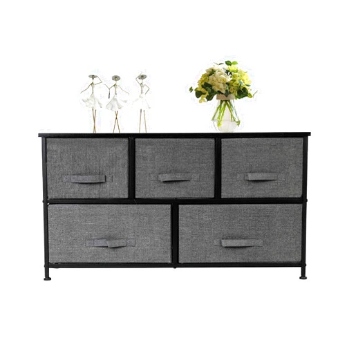 ANTSKU 5 Drawer Dresser Organizer, Fabric Dresser Storage Tower, 2-Tier Wide Closet Dresser, Multi-use Organizer Unit for Closets, Bedroom, Dorm Room, Living Room, Hallway, Grey