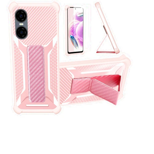 Aroepurt Case for BLU G63 Phone Case Stand Cover [with Tempered Glass Screen Protector] Hybrid Case [Folding Support Magnetic] [Frosted Anti-Fingerprint] Pink
