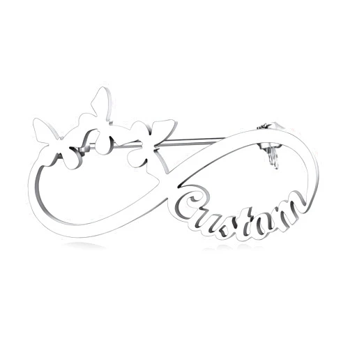 Custom4U Name Brooch Pin Personalized - Custom Made Design Name Tag Pins with Pictures/Monogram Letters - 18k Gold/Rose Gold/White Gold Plated Customized Jewelry Gifts for Women Men