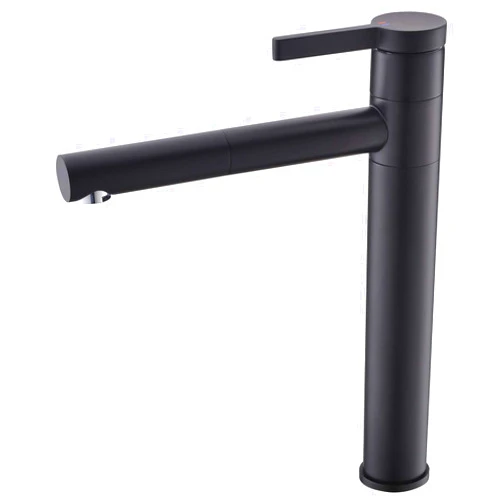 CIENCIA Bathroom Sink Faucet Single Handle Brass Vessel Sink Faucet 360°Rotating Spout Tall Basin Mixer Tap Black, BB6112C