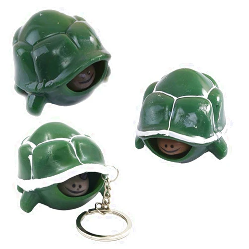 TOYANDONA 3pcs Turtle Squeeze Keychain Turtle Squeeze Pops Out Head Keyring Pendant Creative Decompression Adult (Random Color)