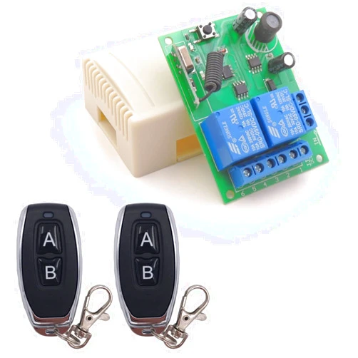 DieseRC DC 12V 24V 30V Secure Remote Control Switch Universal Wireless 433Mhz rf 10A Relay Receiver Board with 2 Transmitter Key fobs for Motor Light Gate Door DIY Wireless Controller