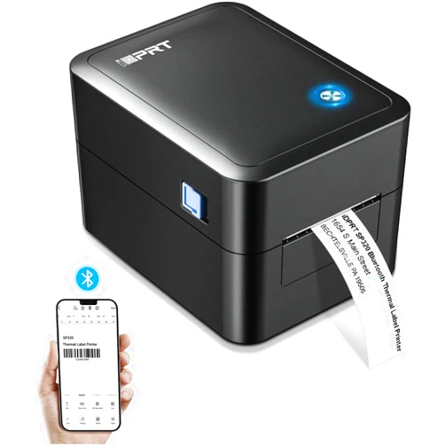 iDPRT Label Maker, Thermal Barcode Printer with No Bound Consumables, Bluetooth & USB Connection, 140pcs/min Speed, Customizable App, Supports Various Sized 1