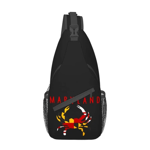 SEAEAGLE Maryland State Flag Crab Sling Backpack Travel Crossbody Casual Chest Shoulder Bag Fashion Fanny Pack
