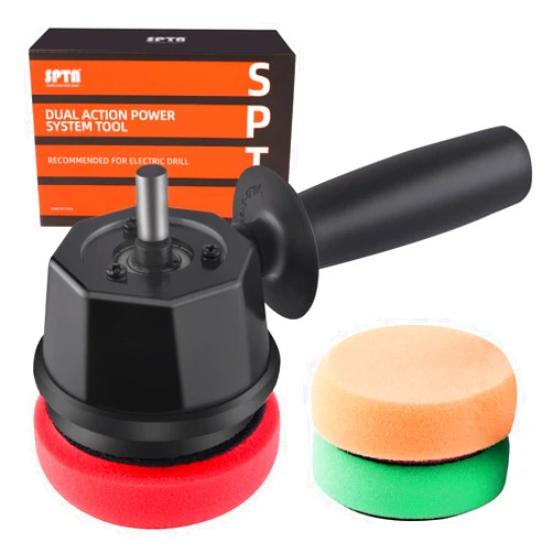 SPTA Dual Action Power System Tool, Forced Dual Action Polisher Adapter Detailing Tool with 3Pcs Polishing Pads For Cordless Drill for Car Polishing, Buffing, Waxing and Compounding -DAPSTS3