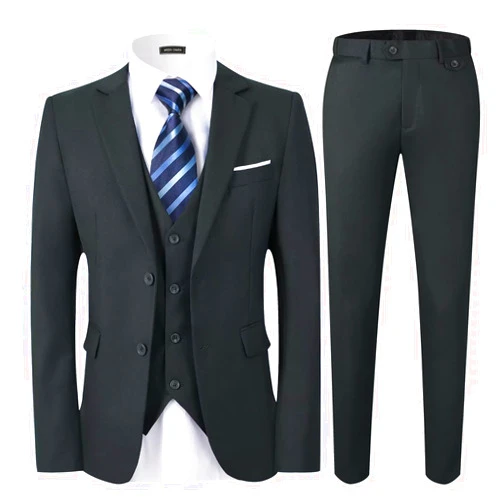 WEEN CHARM Men's Suits Slim Fit,3 Piece Suit for Men,2 Button Blazer Jacket Vest Pants with Tie,Men Tuxedo Suit Set