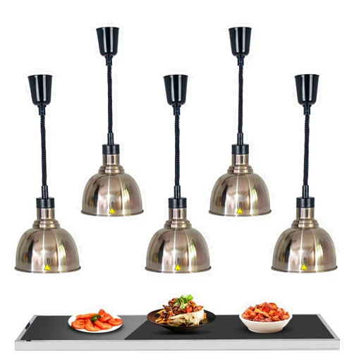DBZDM Commercial Food Heat Lamp, 5 Pcs Food Heating Lamps Food Warmer with 250W Bulb for Buffet Parties, Commercial Food Heating Lamps Buffet Display Hotel Kitchen Equipment